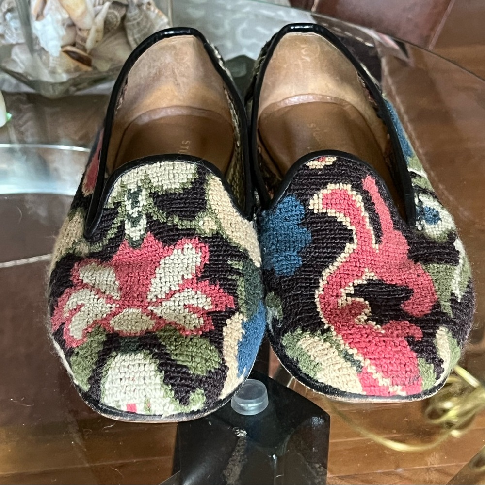 Stubbs and Wootton floral wool needlepoint shoes. Size 7